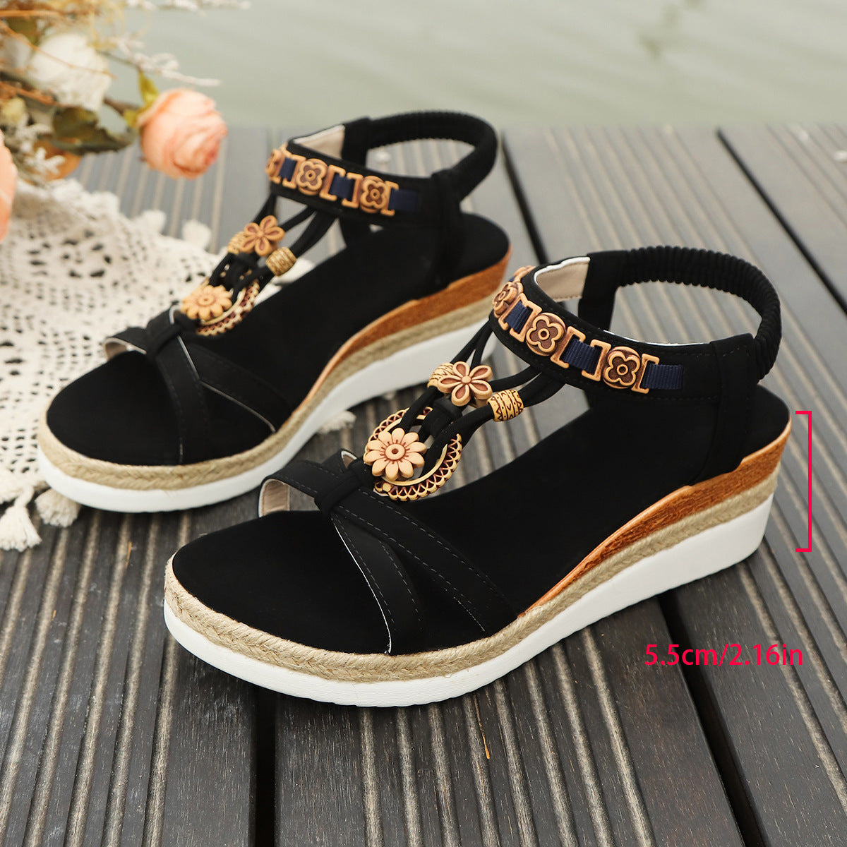 Open Toe Plus Size Thick Bottom Wedge Sandals