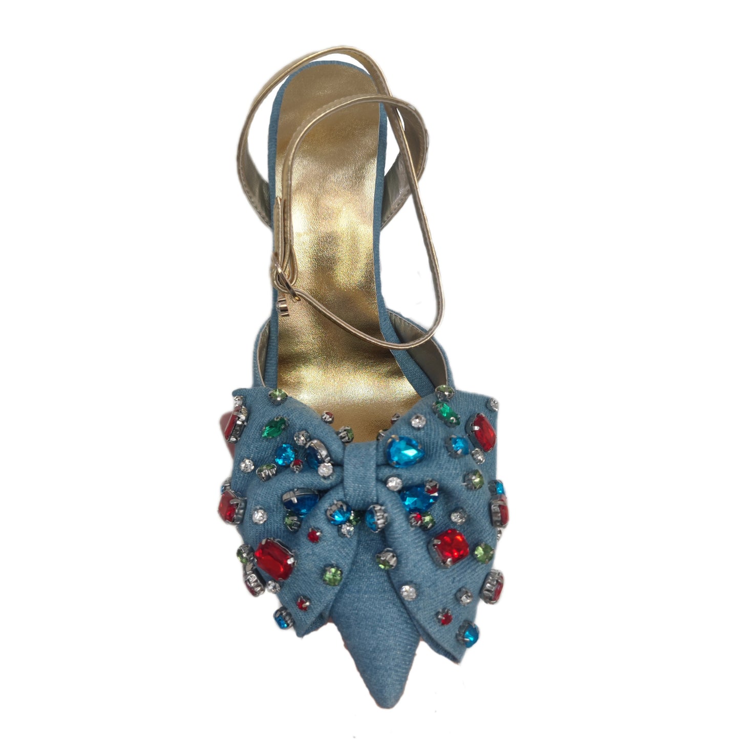 Bow Rhinestone Pointed Toe Closed Toe High Heel Plus Size Sandals