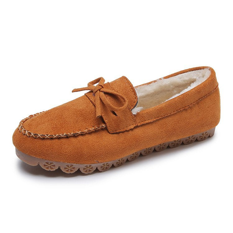Plus-size Square-toe Chunky-soled Fleece-lined Stitched Shoes Snow Boots