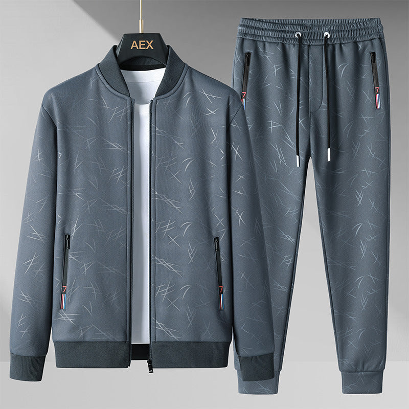 Mens Stand-Up Collar Sportswear Casual Two-Piece Set