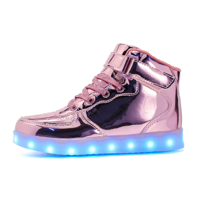 Luxury Men'S Glowing Sneakers Gold Glitter Skateboard Shoes Men Street Unisex Luminous Sneakers Men Shiny Mirror Designer Shoes