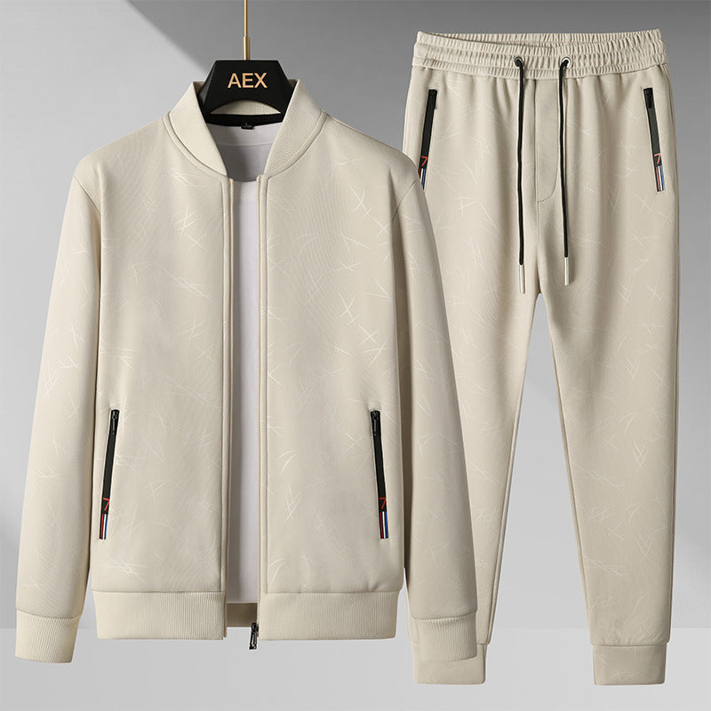 Mens Stand-Up Collar Sportswear Casual Two-Piece Set
