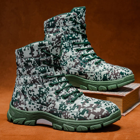 Fleece Lined Warm Plus Size Camouflage Hiking Boots With Thick Solesperfect For Outdoor And Snowy Conditions