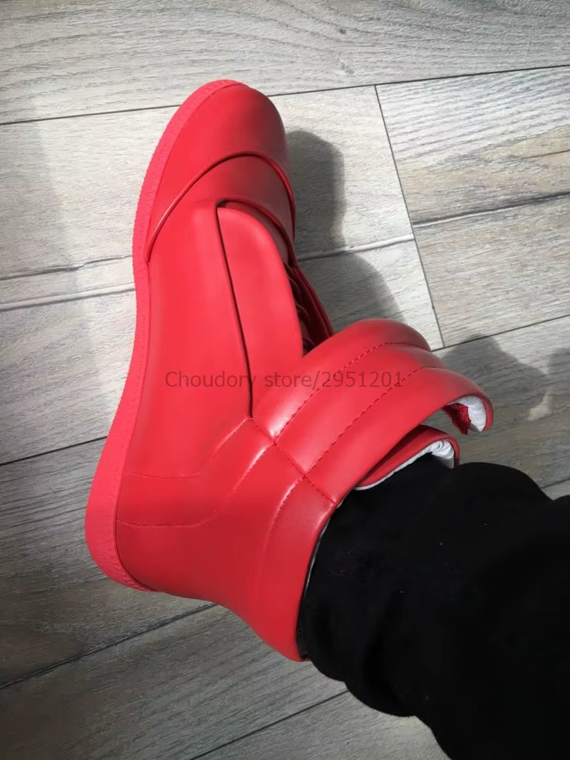 38-46 Luxury Brand Men Shoes Shinny Leather Casual Shoes Men'S High Top Silvery Gold Red High Quality Men Flats Casual Shoes