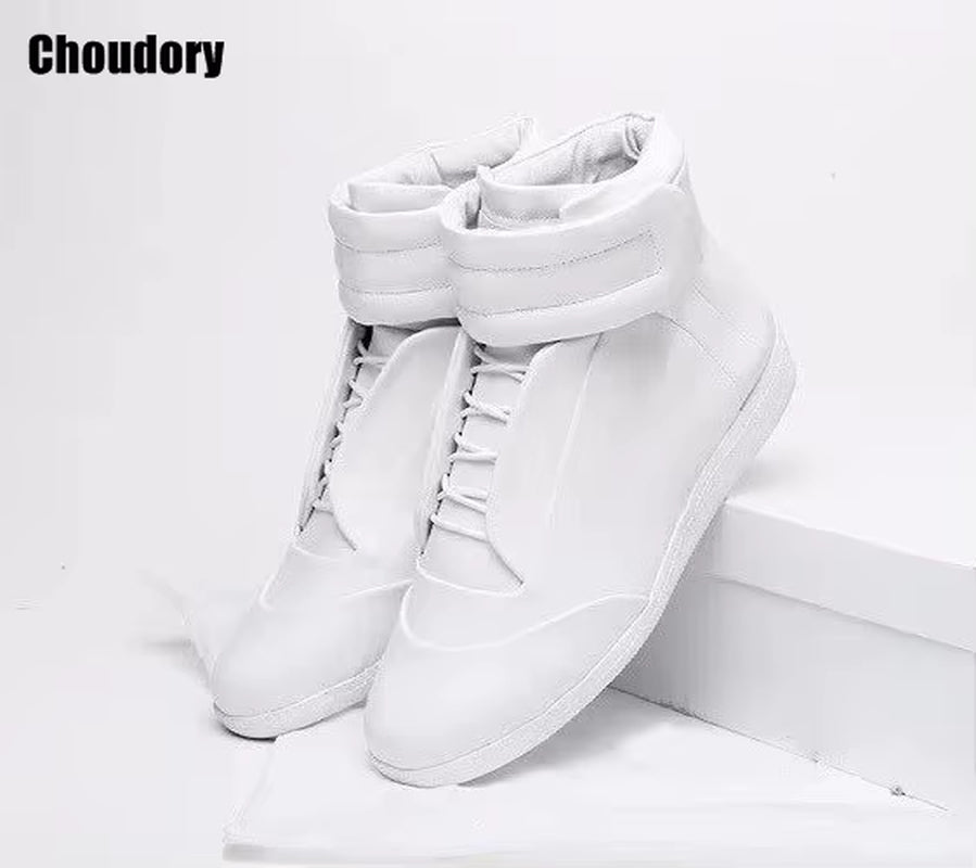 38-46 Luxury Brand Men Shoes Shinny Leather Casual Shoes Men'S High Top Silvery Gold Red High Quality Men Flats Casual Shoes