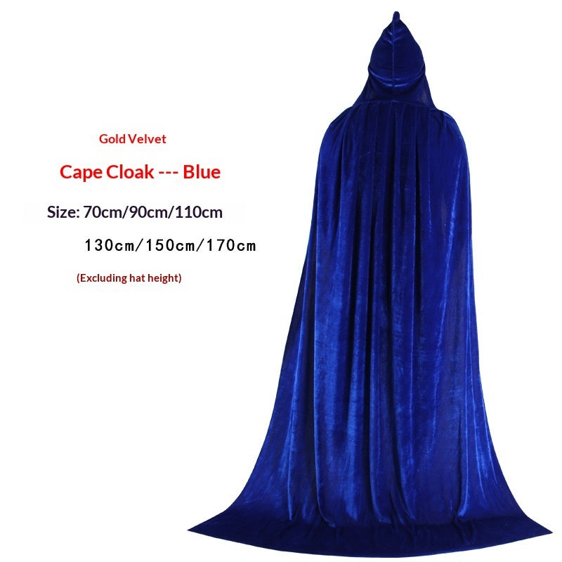 Golden Velvet Wizard Witch Prince Cloak Halloween Velvet Cape
