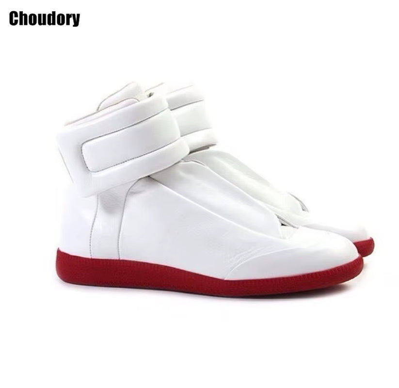 38-46 Luxury Brand Men Shoes Shinny Leather Casual Shoes Men'S High Top Silvery Gold Red High Quality Men Flats Casual Shoes
