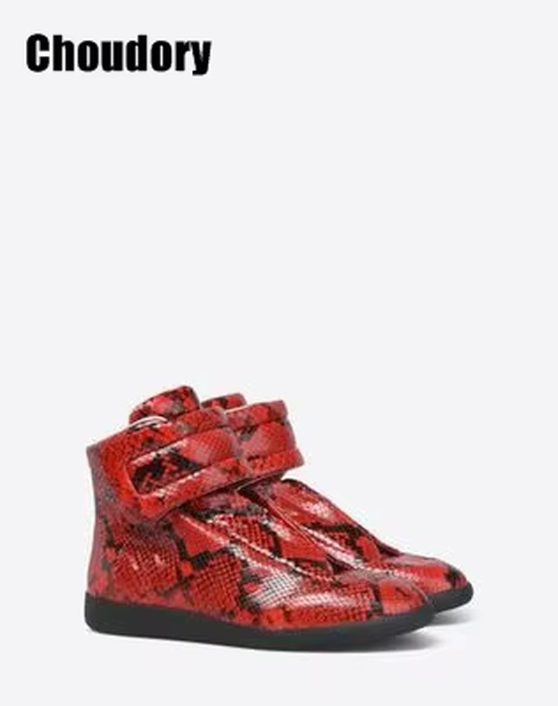 38-46 Luxury Brand Men Shoes Shinny Leather Casual Shoes Men'S High Top Silvery Gold Red High Quality Men Flats Casual Shoes