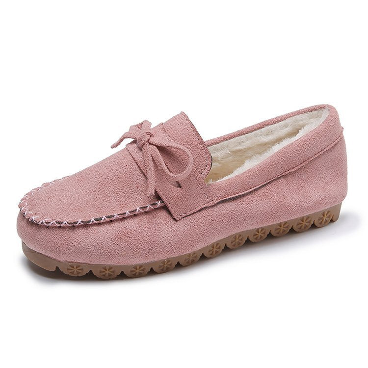 Plus-size Square-toe Chunky-soled Fleece-lined Stitched Shoes Snow Boots