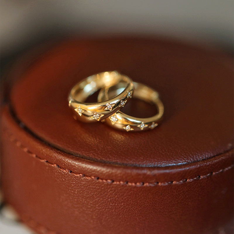 S925 Sterling Silver Plated With 18K Gold Starry Sky Ear Clips